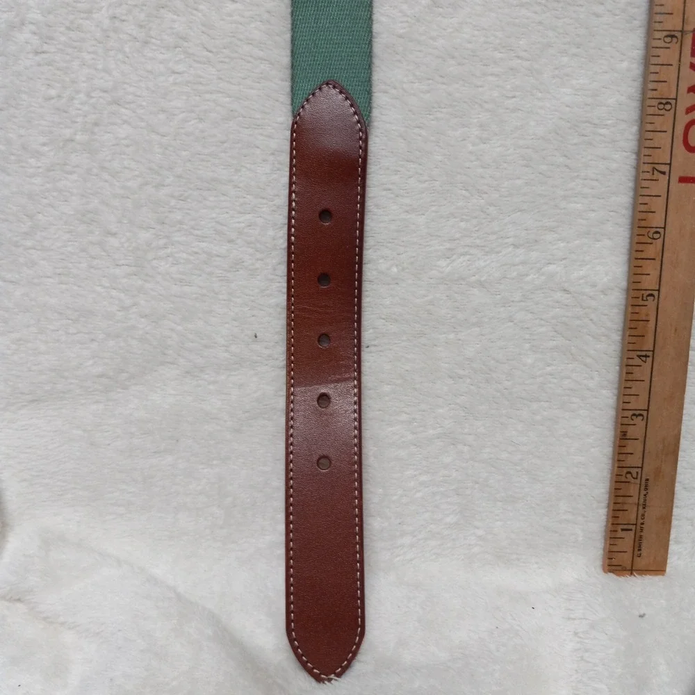 Peter Millar Belt Size 36 Light Green W/ PDJI Logo Brown Leather GOLF BOATING